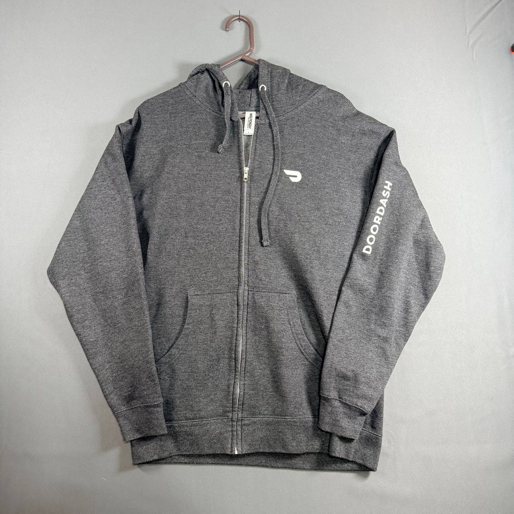Door Dash Independent Trading Company Hooded Jacket Heather Charcoal Size M